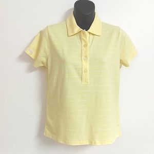 3 for $25- NWT Tehama Yellow Golf Polo Shirt with Fine White Stripes, Size Small